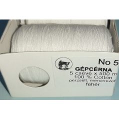   Gépcérna 50-es vastagságú 100 % pamut,  500 m/cséve, fehér v. fekete (5 db v.10 db )