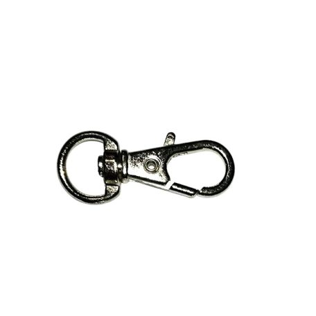 Karabiner 10 mm -es bújtatóval. Nikkel ezüst színű.   ( 25 db )