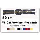 Fémcipzár 60 cm VT10 szétnyitható húzózár, antikolt réz fogú, többféle színben.  (5 db/cs)