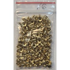   Csőszegecs, bőrszegecs 6 mm, arany színben, vas alapú.  (100 pár / cs) Fémkellék. 