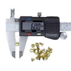   Csőszegecs, bőrszegecs 6 mm, arany színben, vas alapú.  (100 pár / cs) Fémkellék. 