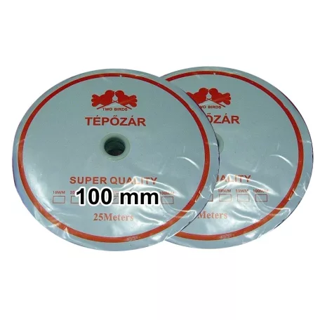 Varrható tépőzár 100 mm komplett (kampós+bolyhos) fehér vagy fekete,   (25 méteres)
