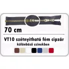 Fémcipzár 70 cm VT10 szétnyitható húzózár, antikolt réz fogú,  többféle színben. (5 db/cs)