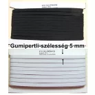Gumipertli 5 mm erősített gumiszalag fekete vagy fehér színben, ( 8-szálas.)  50 méter/kiszerelés