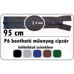 P6 műanyag cipzár bontható 95 cm  (5 db/szín ) 