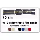 Fémcipzár 75 cm VT10 szétnyitható húzózár, antikolt réz fogú, többféle színben. ( 5 db /cs)    