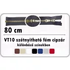Fémcipzár 80 cm VT10 szétnyitható húzózár, antikolt réz fogú,  (5 db/cs)