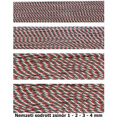 Nemzeti színű sodrott zsinór 1 mm-es ( 50 méteres)