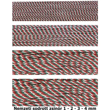 Nemzeti színű sodrott zsinór 1 mm-es ( 50 méteres)