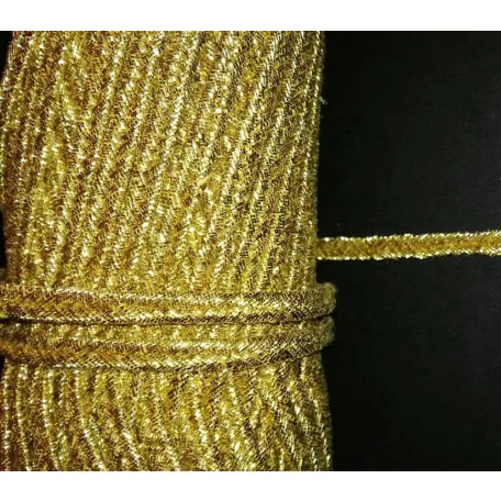 Sujtás, paszomány zsinór lurex 5 mm, fonott, többféle színben.50 m Sujtás, mentezsinór. 