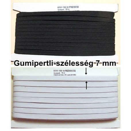Gumipertli 7 mm fehér vagy fekete, (10-es)