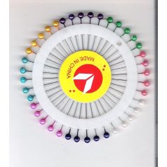   Gombostű készlet kerek, műanyag fejjel, 35 mm, vegyes, fehér, fekete,  40 darabos,  ( 1 korong)