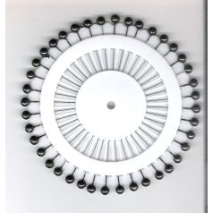   Gombostű készlet kerek, műanyag fejjel, 35 mm, vegyes, fehér, fekete,  480 darabos,  ( 1 zsugor )