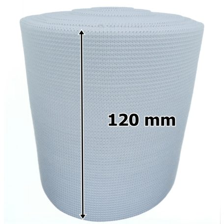 Gumiszalag 120 mm (12 cm) széles, fehér színben,   (5 méter)