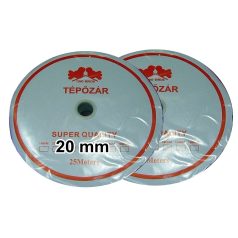   Varrható tépőzár 20 mm-es,  fehér vagy fekete komplett (kampós+bolyhos) ( 25 méteres)
