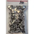 Csőszegecs, bőrszegecs 10 mm fejméret, vas alapú, ezüst  (100 pár) Fémkellék, táskakellék. 