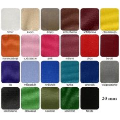   Heveder 30 mm bordás többféle színben. Táskafül. 1,5 mm vastag.  (25 méteres) PES. (H)