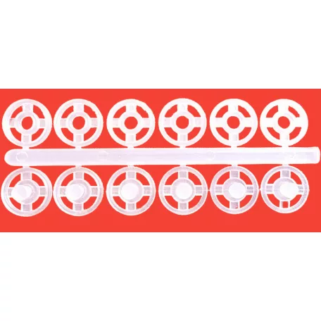 Műanyag patent varrható, 7 mm-10 mm -13 mm.  Fehér, átlátszó vagy fekete, 990 Ft/csomag 