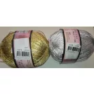 Brigith arany vagy ezüst metál szálas fonal, 90 gr/340 méter. Összetétel: 80% polyamid - 20 % Metallic 6 db /csomag/szín