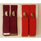 Nadrágtartó "X" hátsóval, 110-115 cm hosszú, 36 mm széles kantár gumival, állítható csattal. Többféle színben, (115/36) 