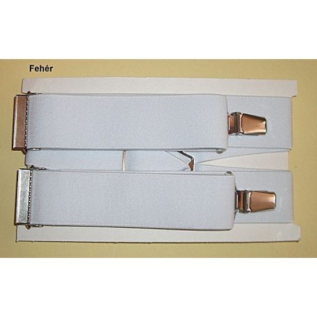 Nadrágtartó "X" hátsóval, 110-115 cm hosszú, 36 mm széles kantár gumival, állítható csattal. Többféle színben, (115/36) 