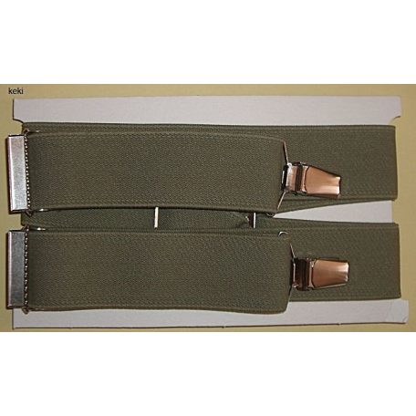 Nadrágtartó "X" hátsóval, 110-115 cm hosszú, 36 mm széles kantár gumival, állítható csattal. Többféle színben, (115/36) 