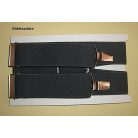 Nadrágtartó "X" hátsóval, 110-115 cm hosszú, 36 mm széles kantár gumival, állítható csattal. Többféle színben, (115/36) 