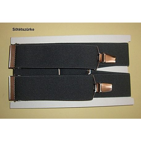 Nadrágtartó "X" hátsóval, 110-115 cm hosszú, 36 mm széles kantár gumival, állítható csattal. Többféle színben, (115/36) 