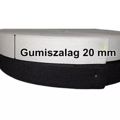   Gumiszalag 20 mm 5 méteres normál gumi fehér vagy fekete, gatyagumi (kis kiszerelés) 