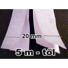   Öntapadó tépőzár 20 mm, fehér 5 méteres kiszerelésben ( Kis kiszerelés)