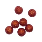 Csillámos golyó 15 mm-es hungarocell gömb, piros 40 db/csomag. Karácsonyi dekorációs kellék. Glitteres.