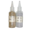 Csillámpor, glitterpor adagolóval, arany, vagy ezüst színben. 40 gr. 