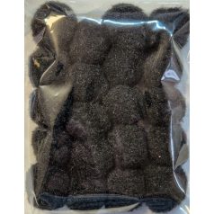   Pompon 25 mm fekete zsenilia golyó, 20 db /csomag . Hógolyócska.