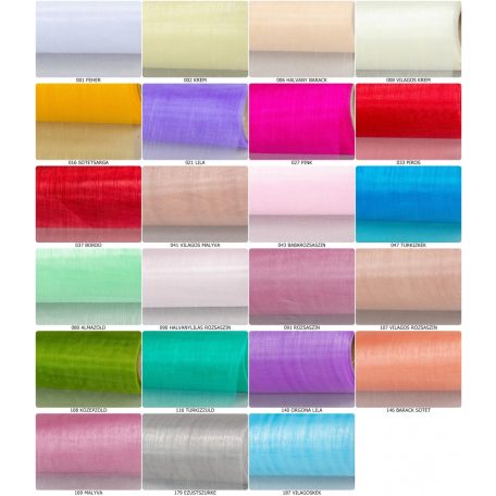 Organza 23 cm széles dekorációs szalagok, többféle színben (10 m)