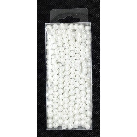 Dobozos tekla gyöngy  6 mm,  fehér gyöngy kb: 650 db / csomag . Fűzhető gyöngyök