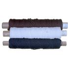 Reluxa zsinór 1,5 mm Trevira (Kód:1963) fekete, fehér, sötétbarna színben. 100 méteres. Kézműves kellék.