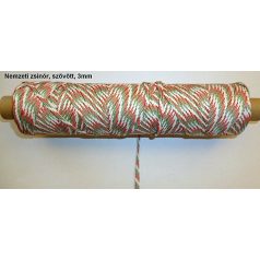   Nemzeti színű szövött zsinór 3 mm, PES. 75 Ft/méter  (100 méter)