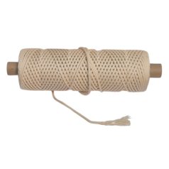   Makramé zsinór fonal 3 mm-es, pamut, fésülhető, sodrott sok szálas, nyers színű. Puha tapintású, kiváló alapkellék. 250 gr/kiszerelés
