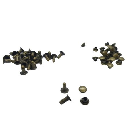 Csőszegecs, bőrszegecs 5 mm fejméretű, nikkel ezüst vagy antikolt színben.(100 pár/ cs) 