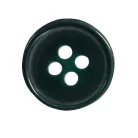 Mellénygomb vagy  ujjagomb,  sötétzöld színű, peremes 24-es (15 mm) 4 lyukú, (kód 232)  100 db / csomag. (3)