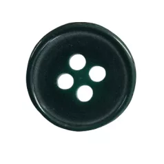   Mellénygomb vagy  ujjagomb,  sötétzöld színű, peremes 24-es (15 mm) 4 lyukú, (kód 232)  100 db / csomag. (3)