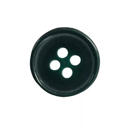 Mellénygomb vagy  ujjagomb,  sötétzöld színű, peremes 24-es (15 mm) 4 lyukú, (kód 232)  100 db / csomag. (3)