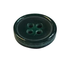   Mellénygomb vagy  ujjagomb,  sötétzöld színű, peremes 24-es (15 mm) 4 lyukú, (kód 232)  100 db / csomag. (3)
