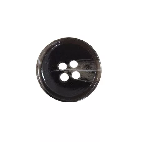 Mellénygomb vagy  ujjagomb,  sötét barna színű, peremes 24-es (15 mm) 4 lyukú,  100 db / csomag. (17)