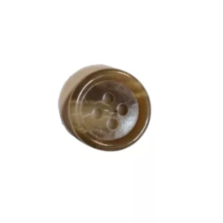 Mellénygomb vagy  ujjagomb,  közép barna színű, peremes 24-es (15 mm) 4 lyukú, 100 db / csomag. (12) 
