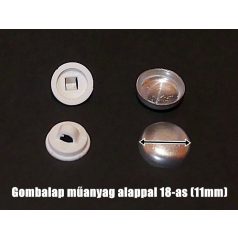   Gombalap 18-as műanyag alappal, fehér, ( 11 mm)  (100 db/pár)