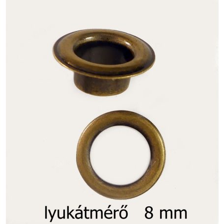 Ringli karika 8 mm, réz alapú, antikolt réz színű ömlesztett, (100 pár/csomag)