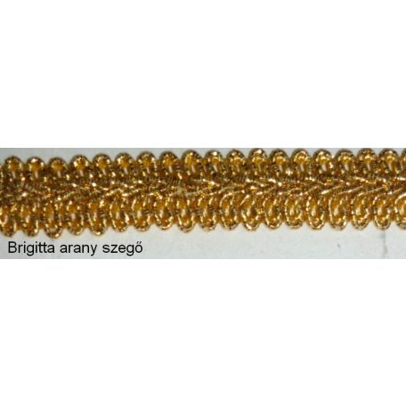 Brigitta 13 mm -es lurex szegőszalag, arany vagy ezüst színben. (20 méteres)