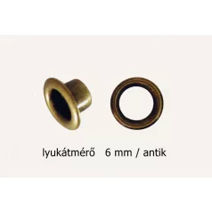   Ringli karika 6 mm, réz alapú, antik színű. (100 pár/csomag)