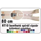 RT10 bontható, 80 cm-es spirál cipzár, több színben 